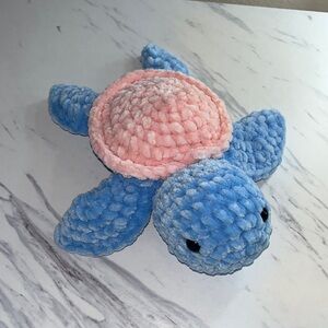 cotton candy crochet turtle plushie